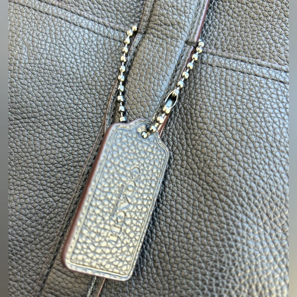 COACH black pebbled leather Metropolitan slim briefcase